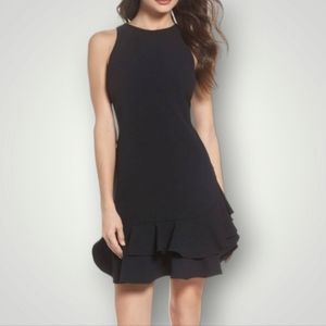 Chelsea28‎ Dress 12 Black Sleeveless Ruffle Flounce Hem A-Line Shift
